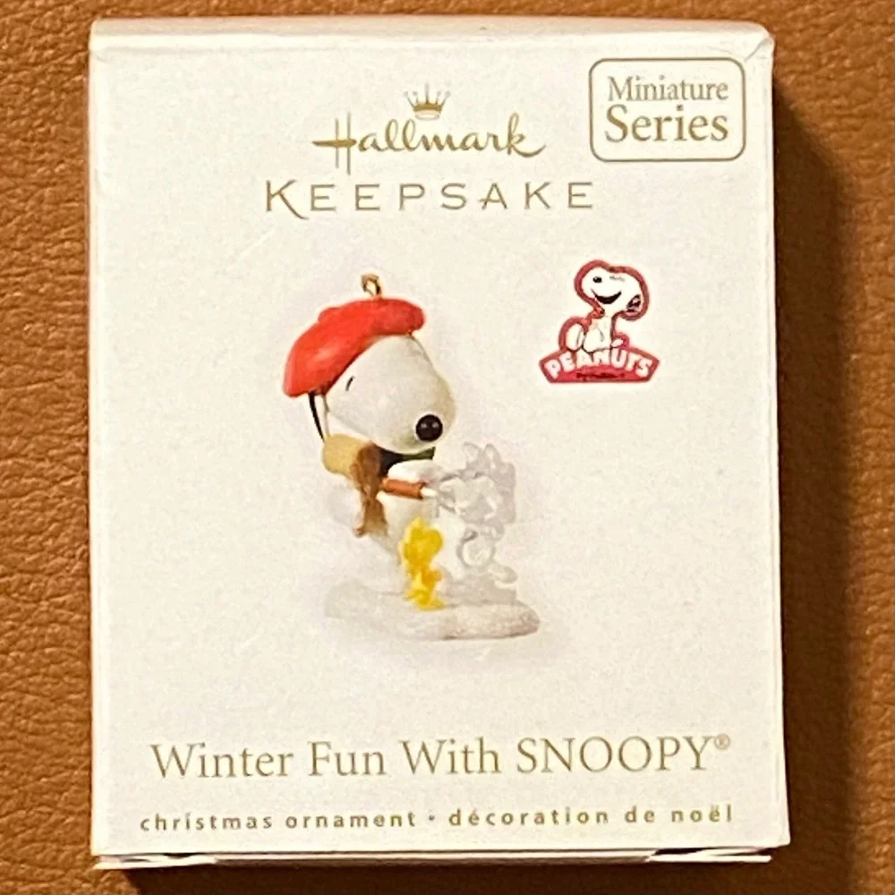 Hallmark Keepsake Snoopy Woodstock Ice Sculpture Ornament 2010 Miniature Series
